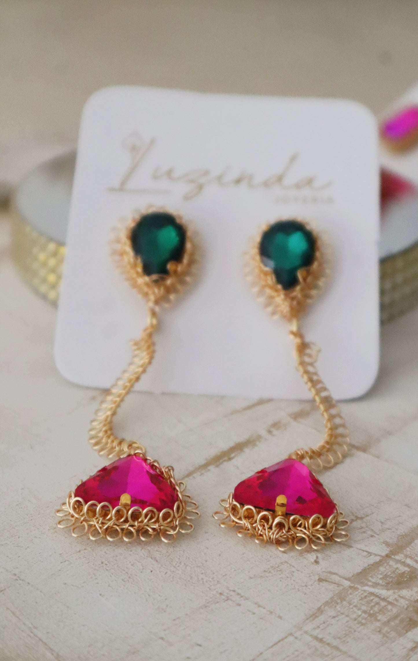 Valiente Earrings, Woven Stud with Crystal