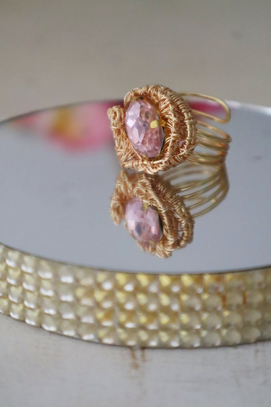 Medium Rose Ring with Large Crystal