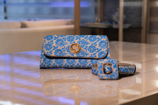 Blue Broided Clutch Bag