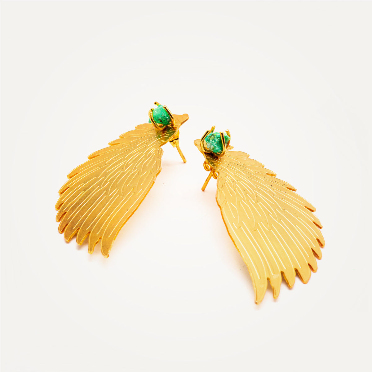 Angel Wings Emerald Earrings