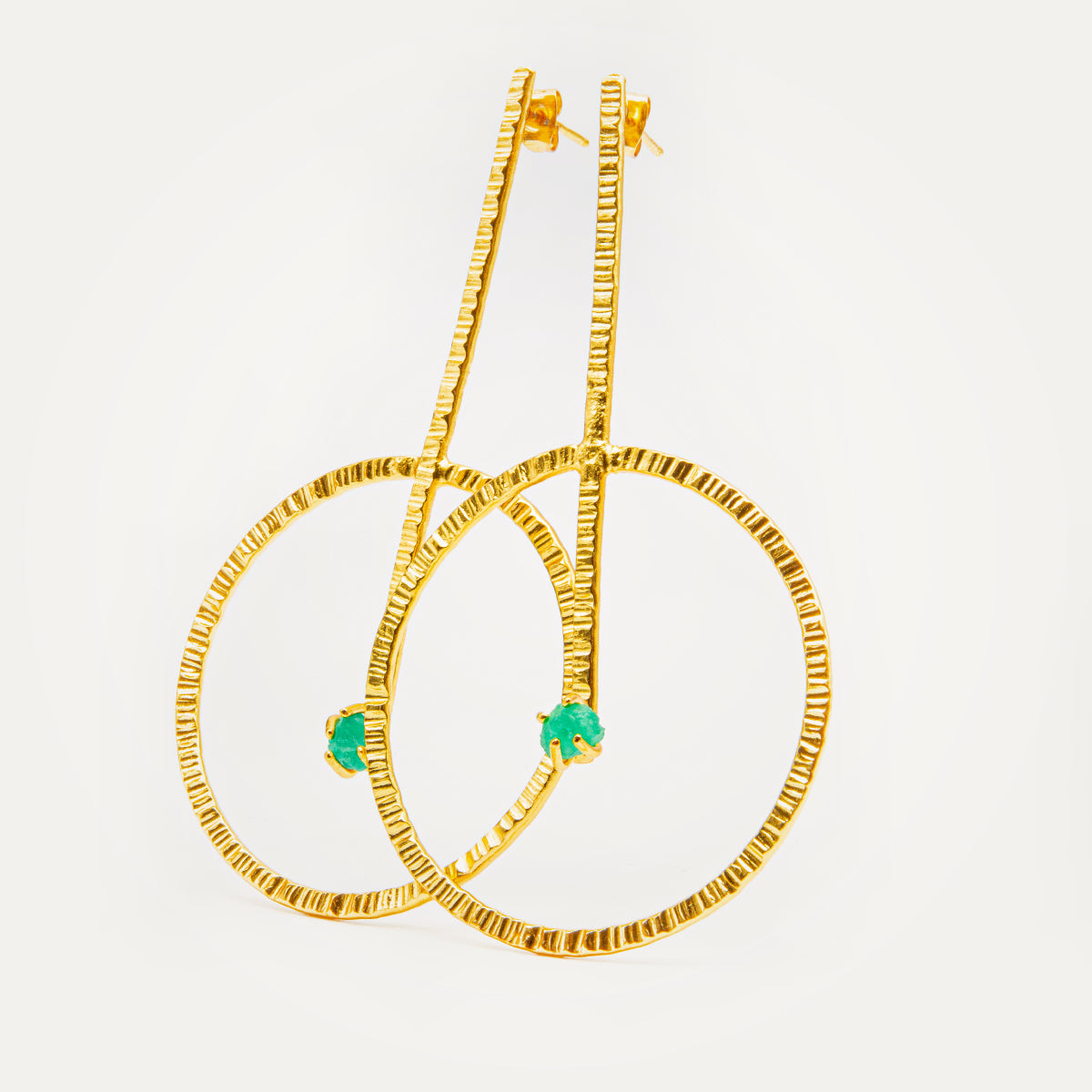 Large Emerald Circle Earrings