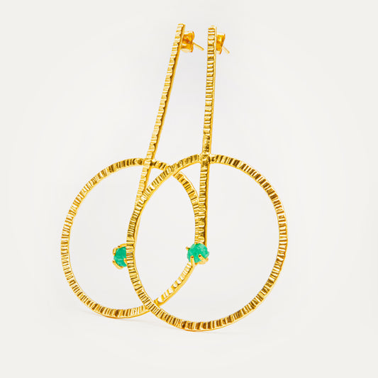 Large Emerald Circle Earrings