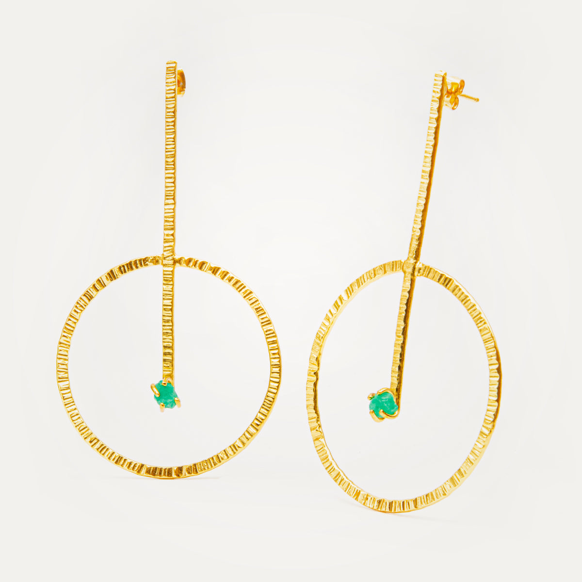 Large Emerald Circle Earrings